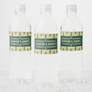 Étiquette Pour Bouteilles D'eau Réception de mariage Art déco Diner Party Gold Gre