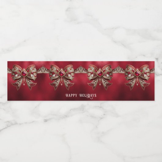 Étiquette Pour Bouteilles D'eau Red Bow Holiday (Étiquettes simples)