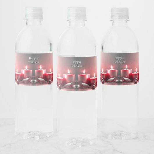 Étiquette Pour Bouteilles D'eau Red Candles Decorative Holiday Water Bottle Label (Bouteilles)