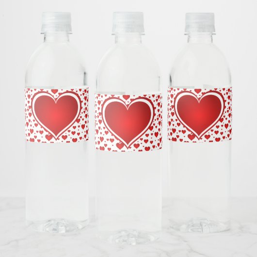 Étiquette Pour Bouteilles D'eau Red Hearts Love (Bouteilles)