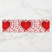 Étiquette Pour Bouteilles D'eau Red Hearts Love (Étiquettes simples)