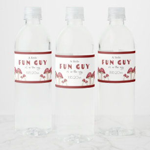 Étiquette Pour Bouteilles D'eau Red Musroom Little Fun Guy Baby shower