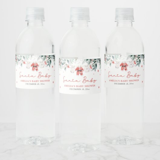 Étiquette Pour Bouteilles D'eau Red Père Noël Baby Christmas Baby Clothes Baby sho (Bouteilles)
