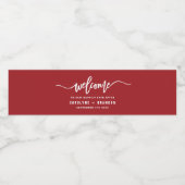 Étiquette Pour Bouteilles D'eau Red Welcome Lettering Custom Wedding (Étiquettes simples)