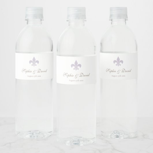 Étiquette Pour Bouteilles D'eau Regency violet de France Fleur de Lis Mariage (Bouteilles)