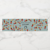 Étiquette Pour Bouteilles D'eau Retro Skateboard Blue Cool Skateboard Anniversaire (Étiquettes simples)