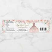 Étiquette Pour Bouteilles D'eau Robe florale blanche Quinceañera Douce 16 Annivers (Étiquettes simples)