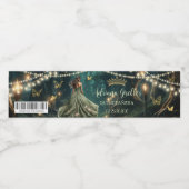 Étiquette Pour Bouteilles D'eau Robe verte de la forêt enchantée Quinceañera 16e (Étiquettes simples)