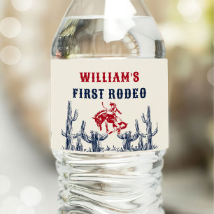 Étiquette Pour Bouteilles D'eau Rodeo Western Cowboy 1ère fête d'anniversaire