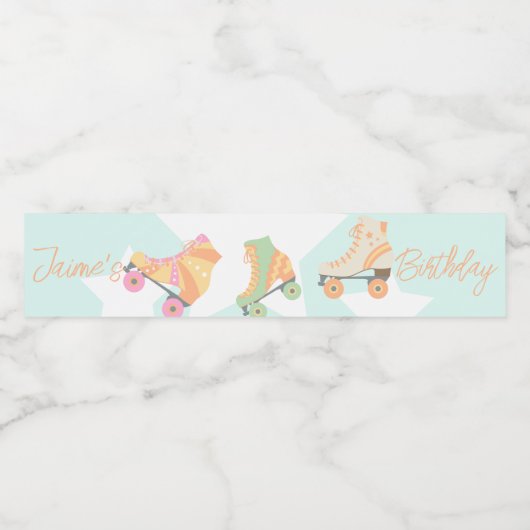 Étiquette Pour Bouteilles D'eau Rollerskate Anniversaire Pastel Stars (Étiquettes simples)