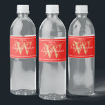 Étiquette Pour Bouteilles D'eau Romantic Red Gold Script Monogramme Noms Mariage<br><div class="desc">Romantic Red Gold Script Monogramme Noms Mariage Étiquette bouteille d'eau. Cliquez sur personnaliser ce modèle pour le customiser avec le monogramme initial et les noms de mariée et de chambre rapidement et facilement. Aussi très agréable pour les mariages, les wedding showers, les fêtes de fiançailles, les douches nuptiales et les...</div>