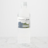 Étiquette Pour Bouteilles D'eau Romantique Dusty Steel Blue Rose Élégant mariage (Devant)