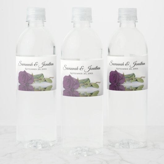 Étiquette Pour Bouteilles D'eau Romantique Plum violet Rose Élégant mariage (Bouteilles)