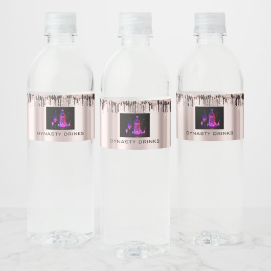 Étiquette Pour Bouteilles D'eau Rose Blush Black Drives Dynasty Drinks Logo de l'é (Bouteilles)