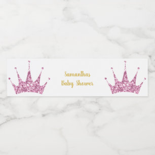 ÉTIQUETTE POUR BOUTEILLES D'EAU ROSE PRINCESS TIARA BOUTEILLE D'EAU PERSONNALISABL