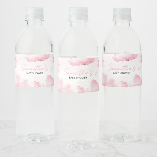 Étiquette Pour Bouteilles D'eau Rose sur nuage neuf Baby shower (Bouteilles)