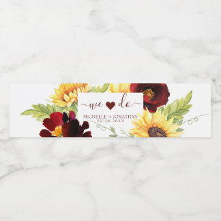 Étiquette Pour Bouteilles D'eau Rose Tournesol Mariage Bouteille d'eau Étiquette d