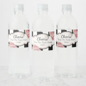 Étiquette Pour Bouteilles D'eau Rose vintage et rayures (Bouteilles)