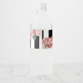Étiquette Pour Bouteilles D'eau Rose vintage et rayures (Dos)