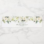 Étiquette Pour Bouteilles D'eau Roses blanches Fête des mariées verte (Étiquettes simples)