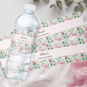 Étiquette Pour Bouteilles D'eau Roses roses aquarelle florale personnalisée