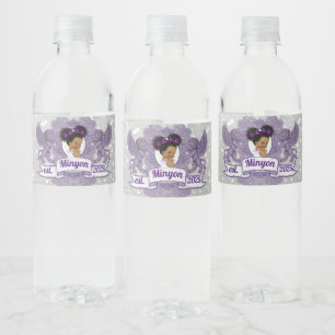 Étiquette Pour Bouteilles D'eau Royal Purple Afro Princess  Purple & White Elegant