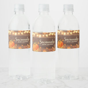 Étiquette Pour Bouteilles D'eau Rustic Automne quitte le Baby shower Citrouille