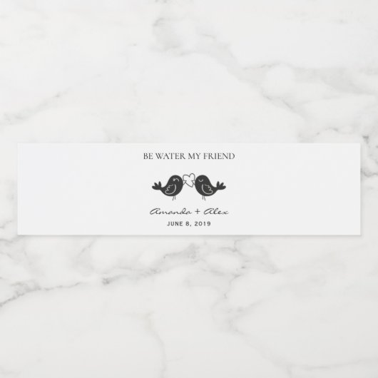 Étiquette Pour Bouteilles D'eau Rustic BIRDs Couple Wedding Monogram Design (Étiquettes simples)
