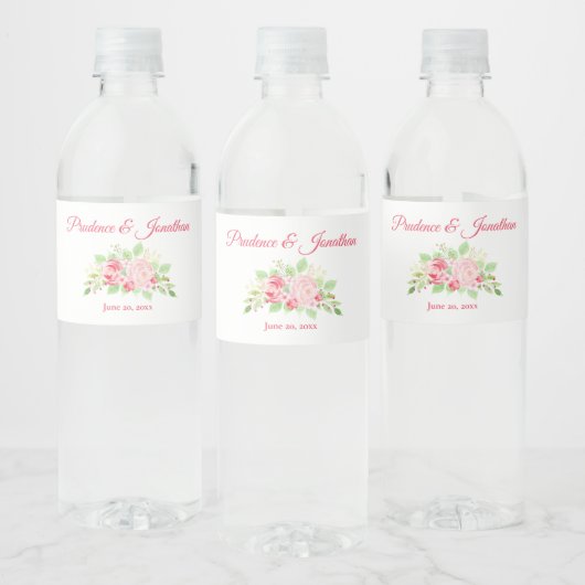 Étiquette Pour Bouteilles D'eau Rustic Blush Peach Boho Roses mariage élégant (Bouteilles)