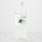 Étiquette Pour Bouteilles D'eau Rustic Emerald Green & Sage Rose Mariage (Devant)