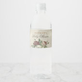 Étiquette Pour Bouteilles D'eau Rustique Floral Baby shower moderne Bourgogne (Devant)