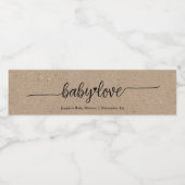 Étiquette Pour Bouteilles D'eau Rustique Kraft Script Baby Love (Étiquettes simples)