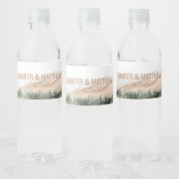 Étiquette Pour Bouteilles D'eau Rustique Luxe Nature Extérieure Montagnes Mariage 