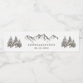 Étiquette Pour Bouteilles D'eau Rustique Mountain Elegant Mariage d'aquarelle pin (Étiquettes simples)
