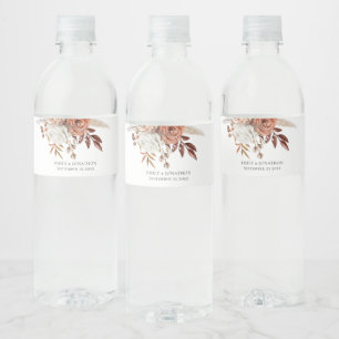 Étiquette Pour Bouteilles D'eau Rustique Terracotta Florals Noms Date Mariage