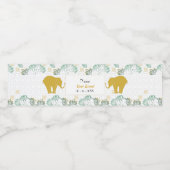 Étiquette Pour Bouteilles D'eau Safari Eléphant Vert & Or | BABY SHOWER (Étiquettes simples)