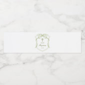 Étiquette Pour Bouteilles D'eau Sage Green Bow Crest Baptême (Étiquettes simples)