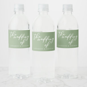Étiquette Pour Bouteilles D'eau Sage Green White Typographie Mariage personnalisé