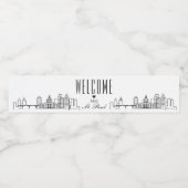 Étiquette Pour Bouteilles D'eau Saint Paul Skyline | Message de bienvenue (Étiquettes simples)