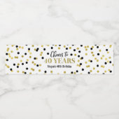 Étiquette Pour Bouteilles D'eau Salutations à 40 ans Noir Confetti Anniversaire (Étiquettes simples)