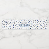 Étiquette Pour Bouteilles D'eau Salutations à 50 ans Bleu Argent Confetti Annivers (Étiquettes simples)