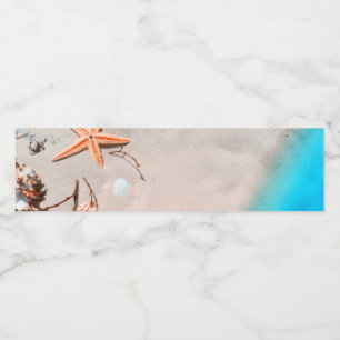 Étiquette Pour Bouteilles D'eau Sandy Tropical Beach Starfish Seashell