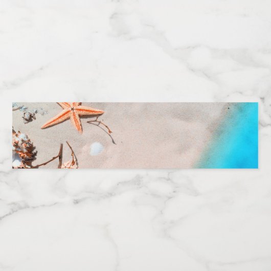 Étiquette Pour Bouteilles D'eau Sandy Tropical Beach Starfish Seashell (Étiquettes simples)