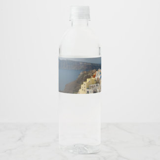 Étiquette Pour Bouteilles D'eau Santorin sous le soleil de l'après-midi
