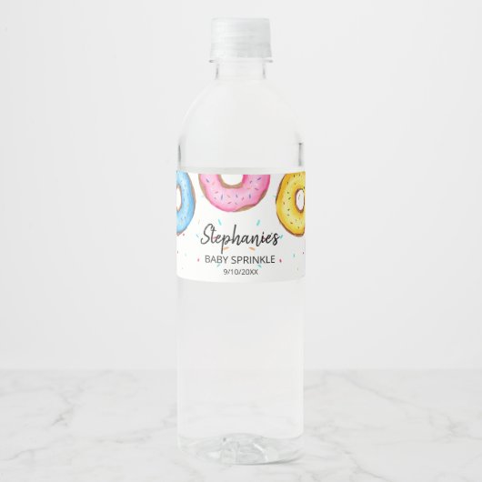 Étiquette Pour Bouteilles D'eau Saupoudrer bébé Donut (Devant)