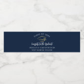 Étiquette Pour Bouteilles D'eau Script de graduation 2025 Marine bleu Custom (Étiquettes simples)