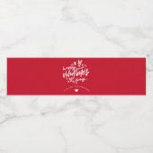 Étiquette Pour Bouteilles D'eau Script Heureuse Sainte-Valentin rouge et blanc (Étiquettes simples)