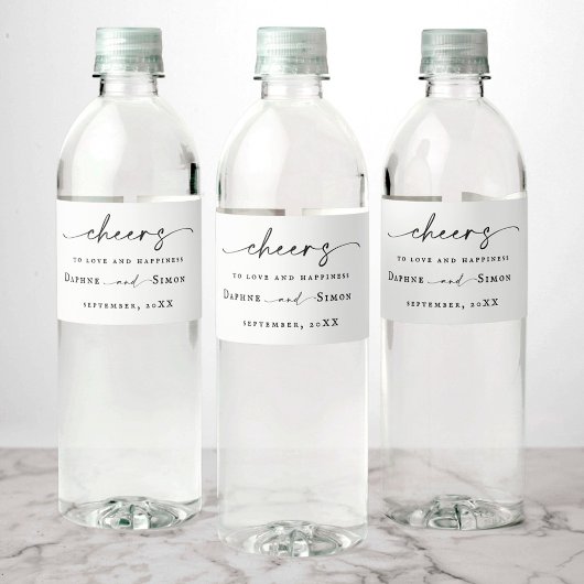 Étiquette Pour Bouteilles D'eau Script minimaliste ELLE Étiquette bouteille d'eau