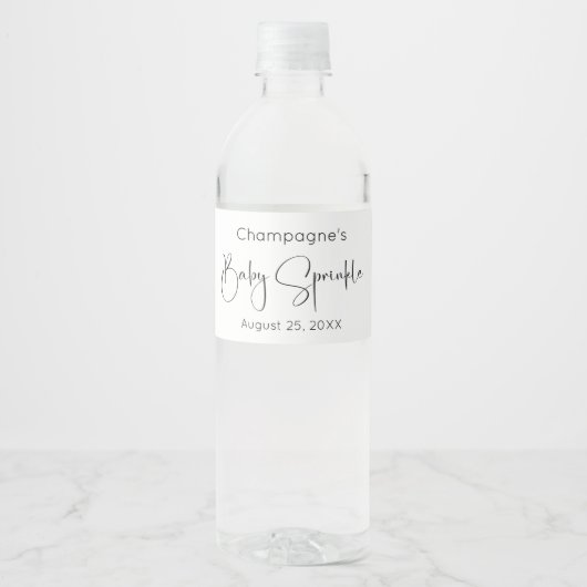 Étiquette Pour Bouteilles D'eau Script moderne saupoudrage bébé (Devant)