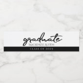Étiquette Pour Bouteilles D'eau Script noir diplômé | Classic Keepsaké avec année (Étiquettes simples)